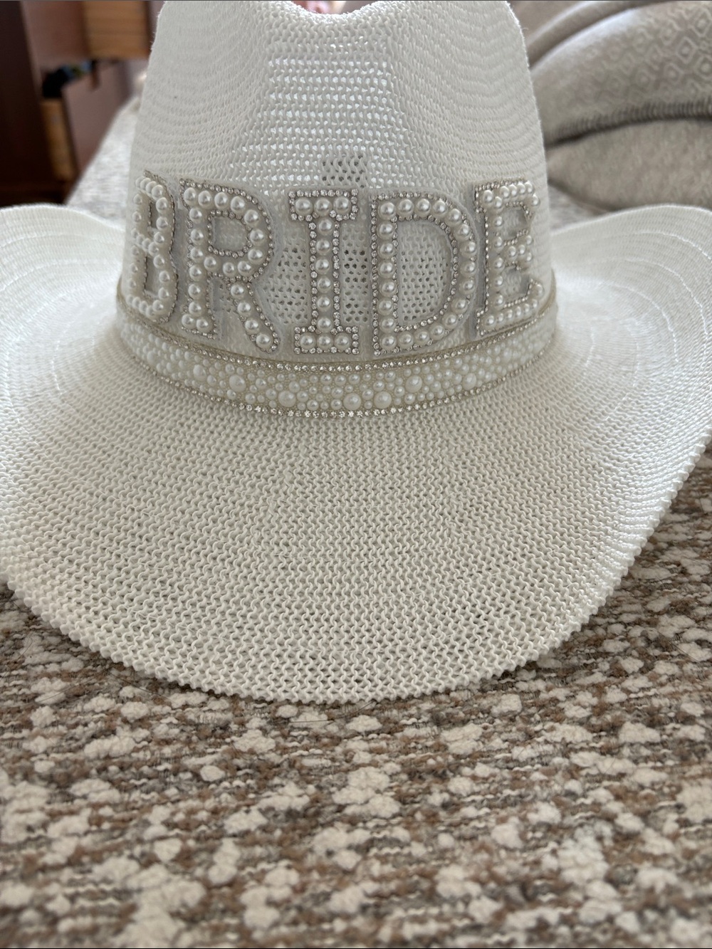 Brand new w. Tags - Embellished BRIDE White Straw Cowboy Hat